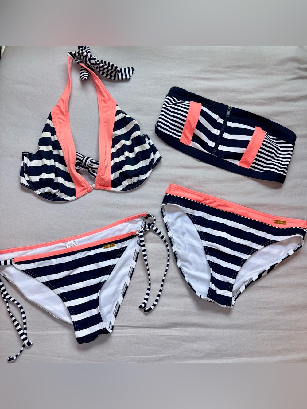 Lascana for Venus Sunburst Stripe 4 Piece Bikini Set Size 6 8 DD